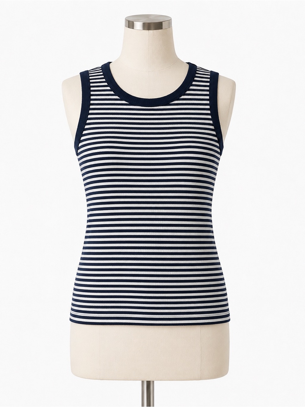Yogalicious Navy & White Striped Ribbed Tank